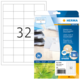 Etikettenpackung von Herma mit 32 Etiketten aus Recyclingpapier, inklusive Softwarehinweis für die Gestaltung.