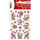 Weihnachtliche Aufkleber mit verschiedenen Santa Claus-Motiven, darunter Santa beim Schlittenfahren, Geschenke überreichen und in verschiedenen Posen.