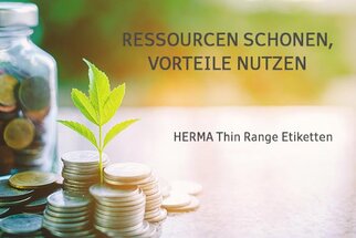 Ressourcen schonen mit HERMA ThinRange Etiketten, englischer Text