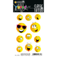 Bogen mit verschiedenen gelben Emoji-Tattoos, die unterschiedliche Gesichtsausdrücke zeigen, darunter lächelnde und witzige Gesichter.