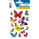 Bunte Schmetterlingsaufkleber in verschiedenen Größen und Designs auf einem weißen Hintergrund, ideal für Dekorationen.