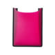 Ein pinkfarbener, transparenter Ordner mit schwarzem Rand, geeignet zum Aufbewahren von Dokumenten oder Notizen.