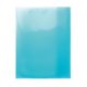 Transparente, hellblaue Kunststoffhülle für Dokumente, glatt und glänzend, ohne sichtbare Inhalte.