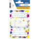 Bunte Etiketten mit Linien zum Beschriften, verpackt in einer transparenten Hülle. Enthält mehrere Etiketten in verschiedenen Farben.