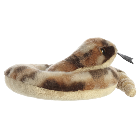 Plüschspielzeug in Form eines schlafenden Seeotters, mit braun-beigem Fell und einem kleinen Schwanz.
