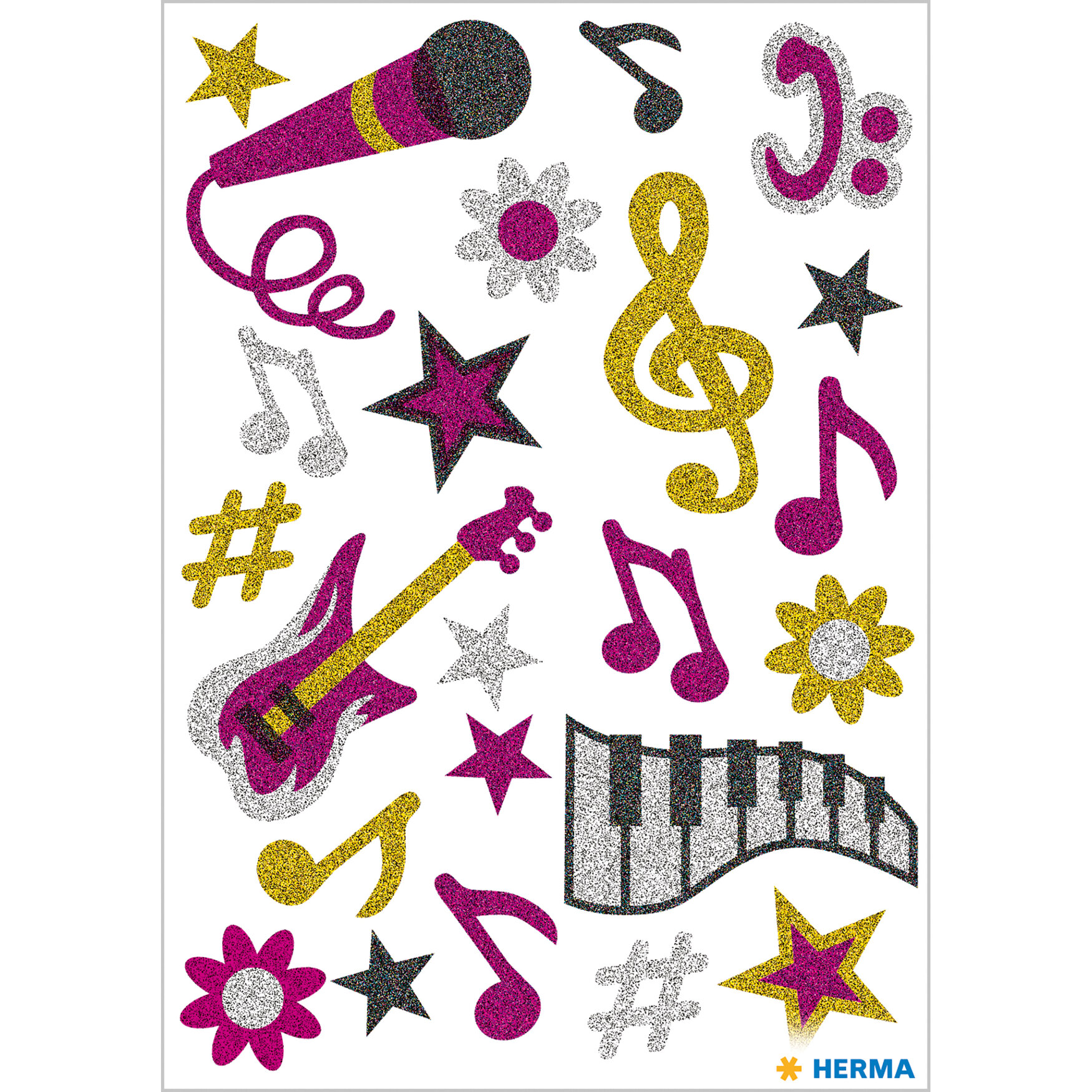 Sticker Musik, glittery