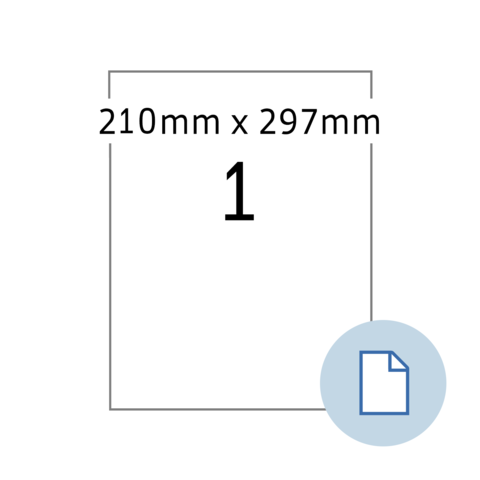 Ein Blatt Papier mit den Maßen 210 mm x 297 mm und der Nummer 1 in der Mitte.