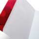 Rotes Cover mit hexagonalen Mustern, innen leer und weiß.