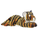 Plüsch-Tiger in liegender Position mit gestreiftem Fell und aufmerksamen Augen.