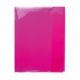Ein glänzendes, pinkfarbenes Kunststoffblatt, das flach auf einer Oberfläche liegt.