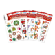 Weihnachtliche Aufkleber-Sets mit verschiedenen Motiven wie Weihnachtsbaum, Geschenken, Schneemännern und Santa Claus.