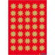 Ein roter Hintergrund mit 36 goldenen Sternen, die gleichmäßig in einem Raster angeordnet sind.