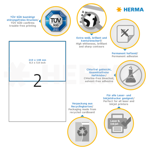 TÜV SÜD bestätigt störungsfreies Drucken. Informationen zu Haftung, Material und Verwendung für Laser- und Inkjetdrucker.