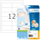 Etikettenpackung von Herma mit 300 Labels, Größe 97 x 42,3 mm. Auf der Vorderseite ist die Zahl 12 und ein Beispieletikett abgebildet.