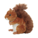 Ein braunes Plüsch-Eichhörnchen mit einem buschigen Schwanz, das aufrecht sitzt und seine Vorderpfoten an den Körper hält.