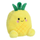 Kuscheliges, gelbes Ananas-Plüschtier mit grünen Blättern und einem lächelnden Gesicht.