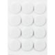 Zehn weiße, runde Filzuntersetzer auf einem weißen Hintergrund, gleichmäßig in zwei Reihen angeordnet.