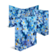 Bunte Ordner mit einem floralen Muster aus blauen und gelben Blumen auf einer hellen Hintergrundfläche.