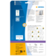 Rückseite eines Produkts von HERMA mit Informationen zu Software, Anwendungshinweisen und Diagrammen zur Nutzung.