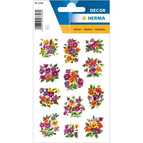 Bunte Blumenaufkleber in verschiedenen Farben und Formen, angeordnet auf einem weißen Hintergrund. Ideal für Dekorationszwecke.