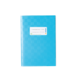 Blaues Notizbuch mit einer weißen Etikette auf der Vorderseite, die Platz für eine Beschriftung bietet.