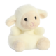 Plüschschaf mit runden Ohren und einem freundlichen Gesicht, sitzend und in sanften, hellen Farben gehalten.