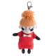 Plüschfigur mit orangefarbenem Haar, roten Kleid und weißen Schleife, mit einem Clip zum Befestigen.