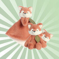 Grüner Strahlenhintergrund mit Softspielzeug Francis Fox von Aurora