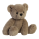 Ein brauner Plüschbär mit runden Ohren und schwarzen Augen sitzt aufrecht. Der Bär hat ein weiches, flauschiges Fell und eine freundliche Ausstrahlung.