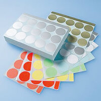 Runde Druckereietiketten in verschiedenen Farben