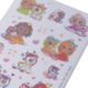 Bunte Aufkleber mit niedlichen, königlichen Charakteren, Einhörnern und Herzen auf einem weißen Hintergrund.