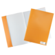 Zwei Ordner, einer orange und einer weiß, liegen auf einem karierten Blatt Papier. Der orange Ordner hat ein Etikett.