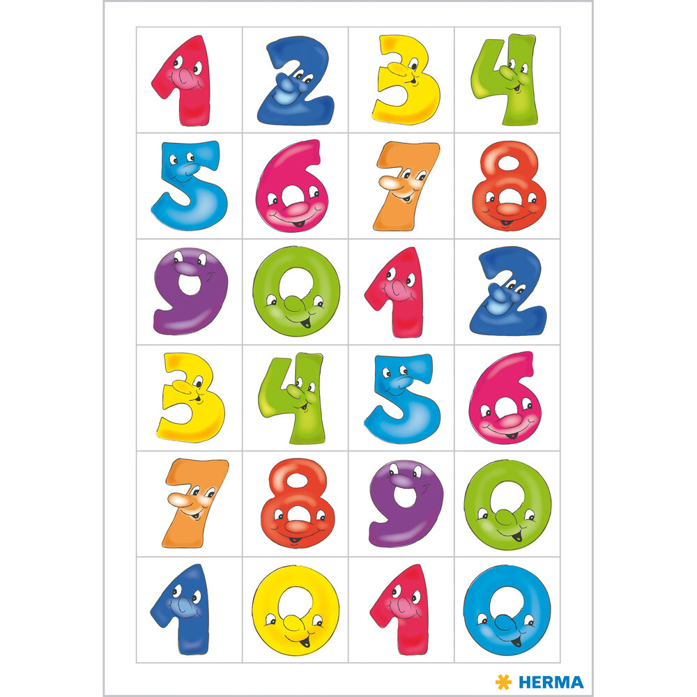 Zahlen 20 mm 1-0 Papier lustige Gesichter