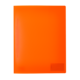 Ein leuchtend orangefarbener Ordner, der geschlossen ist und eine glatte Oberfläche aufweist.