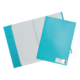 Zwei türkisfarbene Ordner, einer mit kariertem Papier und einer ohne Inhalt, auf einem neutralen Hintergrund.