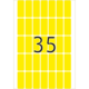 Gelbe Tafel mit der Zahl 35 in schwarzer Schrift, umgeben von einem Muster aus gelben Rechtecken.