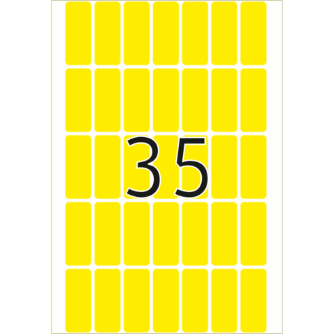 Gelbe Tafel mit der Zahl 35 in schwarzer Schrift, umgeben von einem Muster aus gelben Rechtecken.