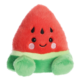 Kuscheliges Wassermelonen-Plüschtier in Form eines Dreiecks mit einem lächelnden Gesicht und grünen Details.