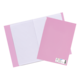 Rosa Ordner mit linierten Blättern und einer zusätzlichen rosa Hülle. Ideal für die Organisation von Dokumenten und Notizen.