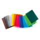 Bunte Klarsichthüllen in verschiedenen Farben, angeordnet in einer Reihe.