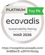 Platin-Auszeichnung von EcoVadis für Nachhaltigkeit, Top 1%, gültig bis März 2026.