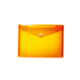 Transparente orangefarbene Mappe mit Druckknopfverschluss. Ideal für die Aufbewahrung von Dokumenten oder Unterlagen.
