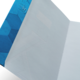 Blauer Ordner mit hexagonalem Muster auf der Vorderseite, innen leer und unbeschriftet.