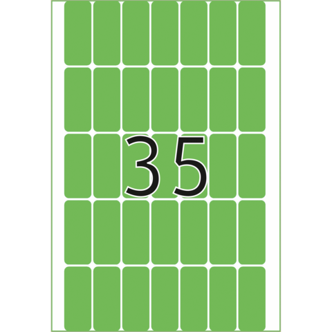 Eine grüne Tafel mit der Zahl 35 in schwarzer Schrift, umgeben von rechteckigen Feldern.