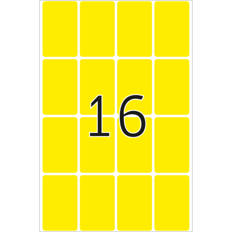 Gelbe Karte mit der Zahl 16 in schwarzer Schrift, umgeben von einem Gittermuster aus kleinen Kästchen.