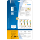 Rückseite einer Verpackung mit Informationen zu HERMA, einschließlich Softwarehinweis und Anleitungen zur Verwendung von Etiketten.