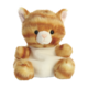 Kuscheltier in Form einer orangefarbenen Katze mit großen Augen und weichem Fell, sitzt aufrecht mit ausgestreckten Pfoten.