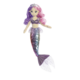 Puppe mit lila-rosa Haaren und glitzerndem Fischschwanz, trägt ein schwarzes Oberteil und hat einen freundlichen Gesichtsausdruck.
