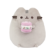 Ein plüschiger Kater mit einem runden Körper hält einen bunten Macaron in den Händen.