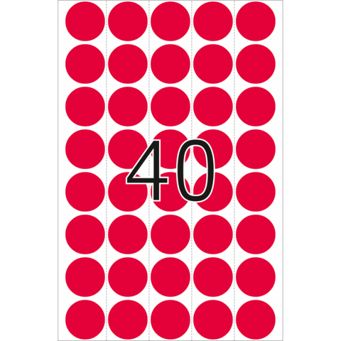 Eine große Zahl "40" in schwarzer Schrift vor einem Hintergrund aus roten Punkten.